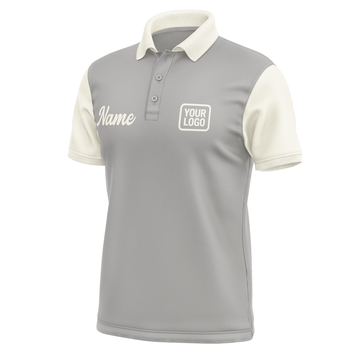 Custom Gray Cream Short-Sleeve Polo Shirt PO040303B103