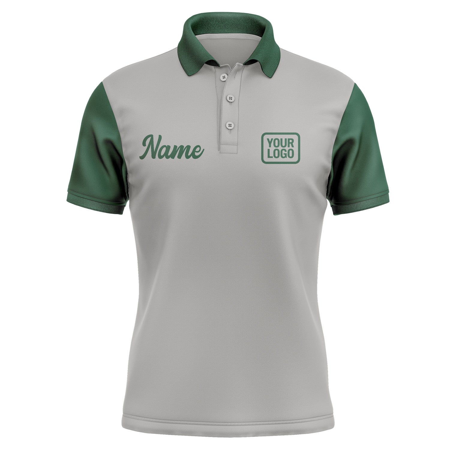 Custom Gray Green Short-Sleeve Polo Shirt PO040505B105
