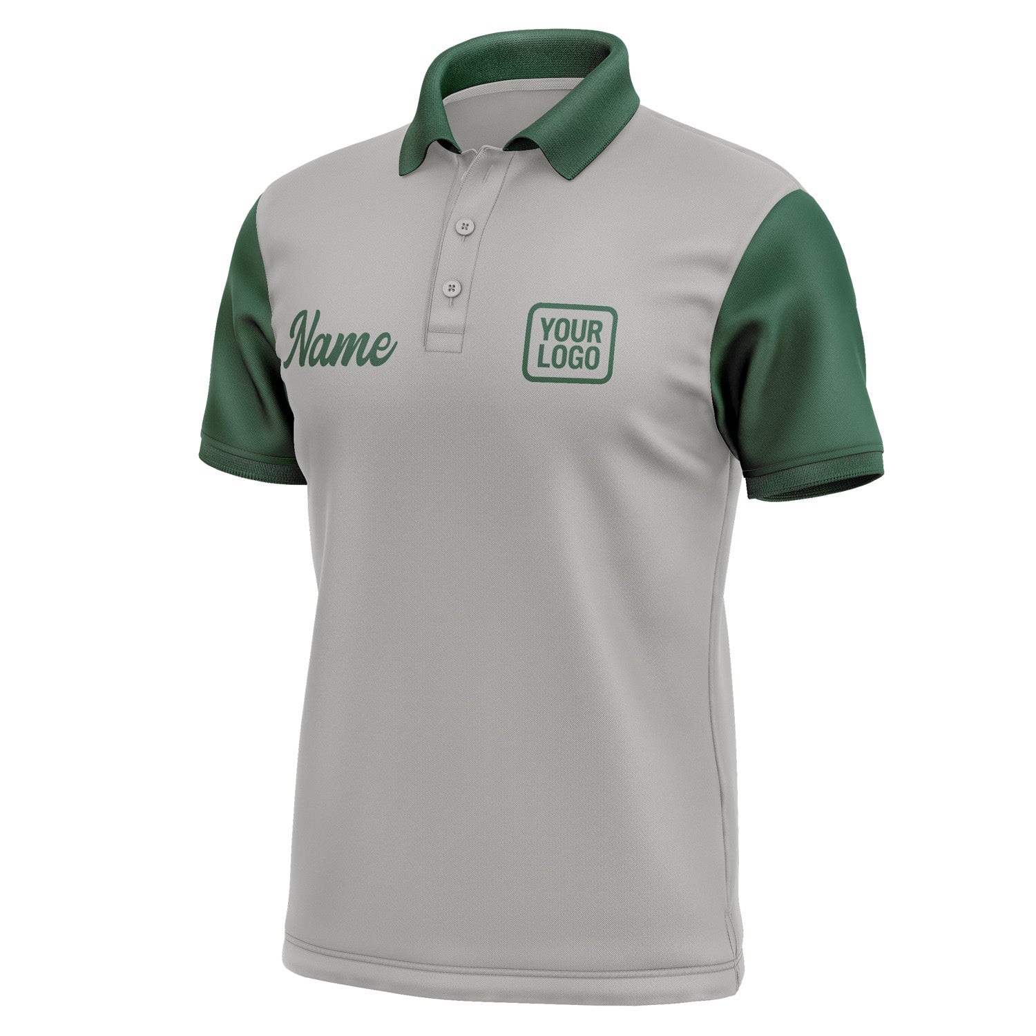 Custom Gray Green Short-Sleeve Polo Shirt PO040505B105
