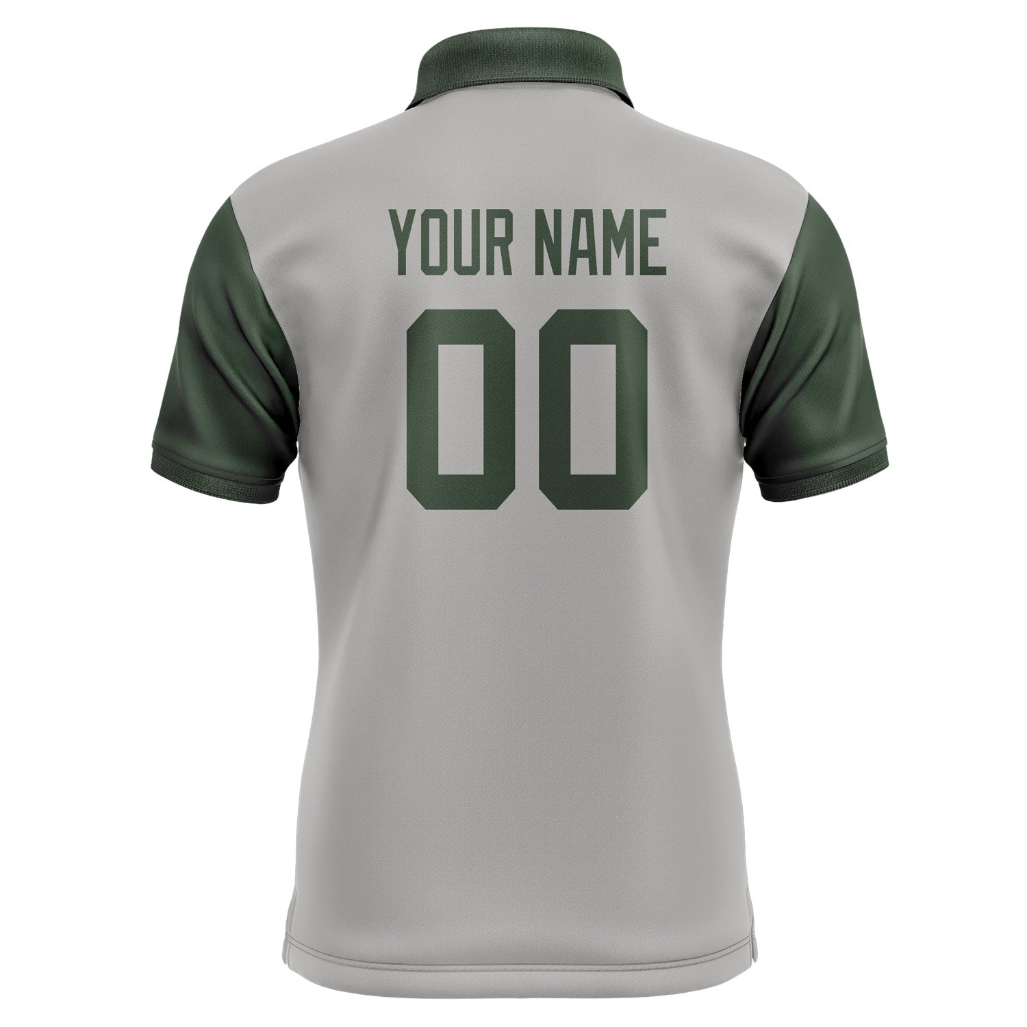 Custom Gray Dark Green Short-Sleeve Polo Shirt PO040606B106