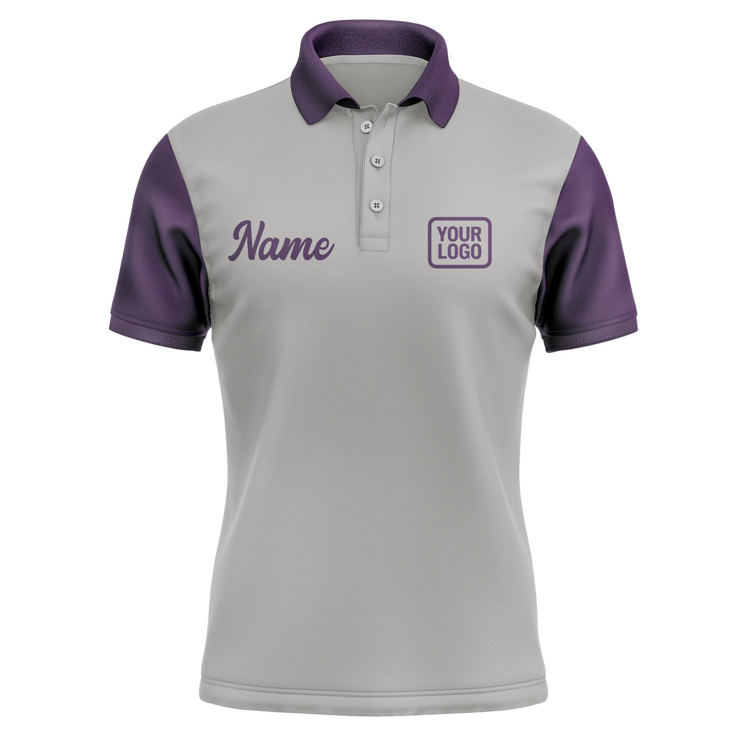 Custom Gray Purple Short-Sleeve Polo Shirt PO040707B107