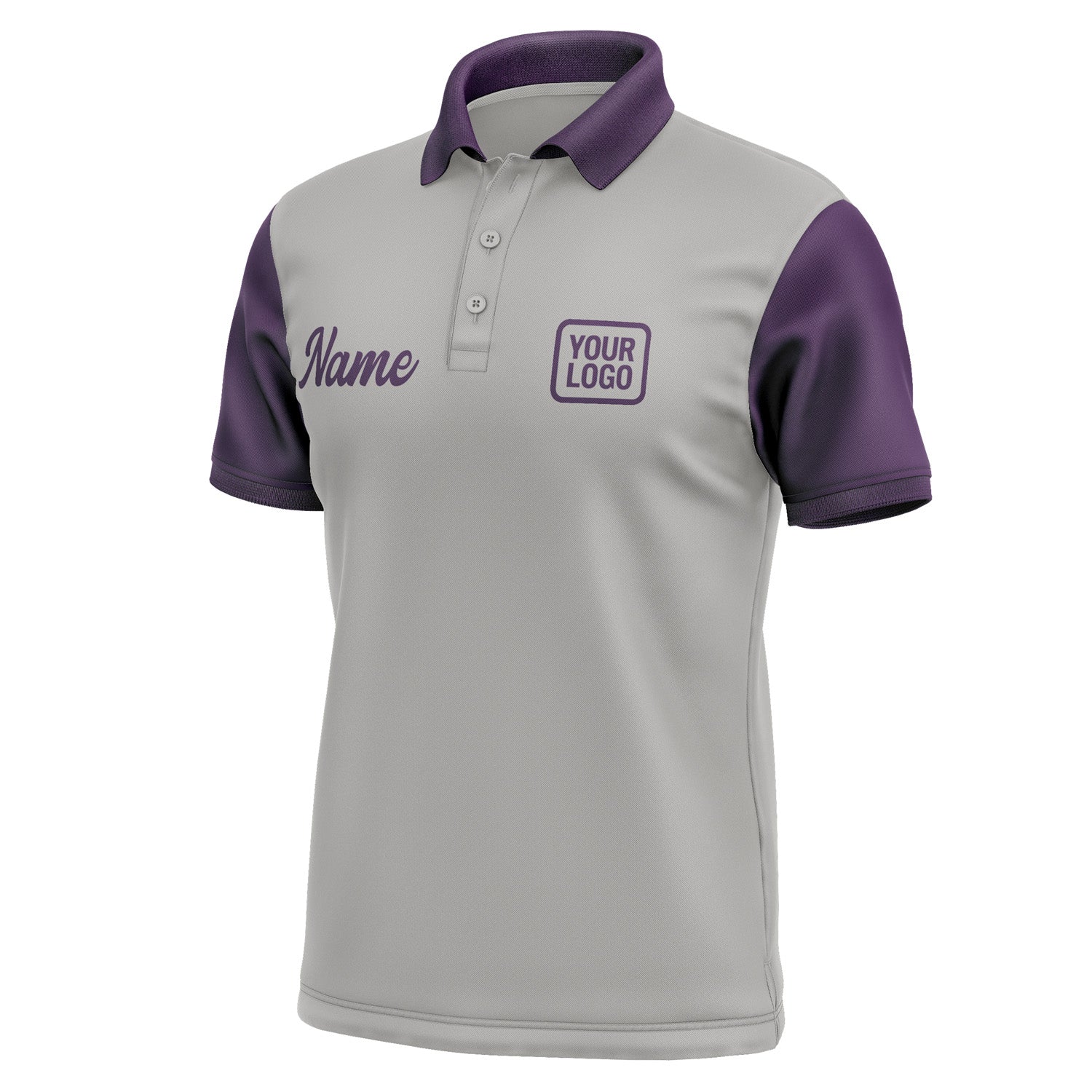Custom Gray Purple Short-Sleeve Polo Shirt PO040707B107