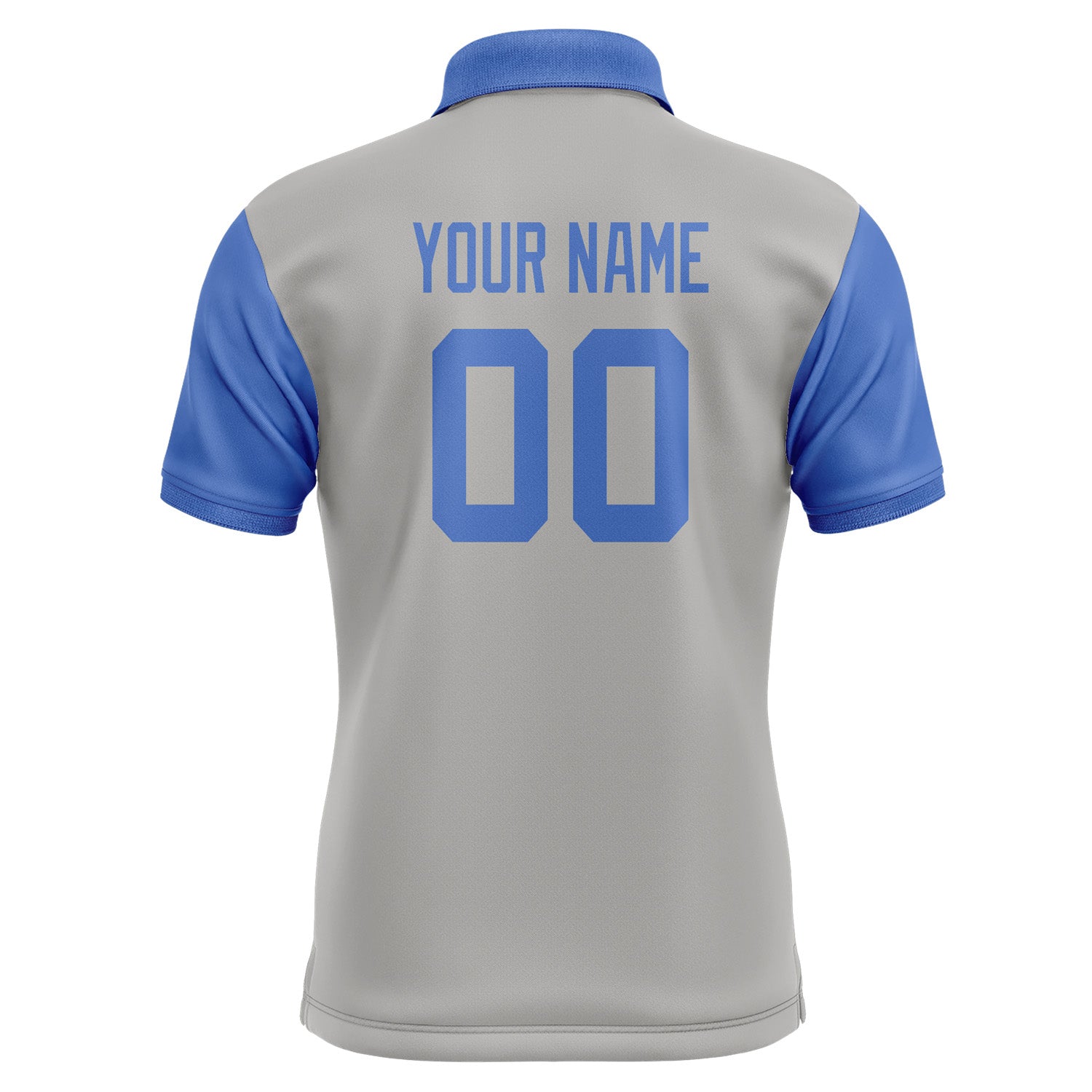 Custom Gray Sky Blue Short-Sleeve Polo Shirt PO040909B109