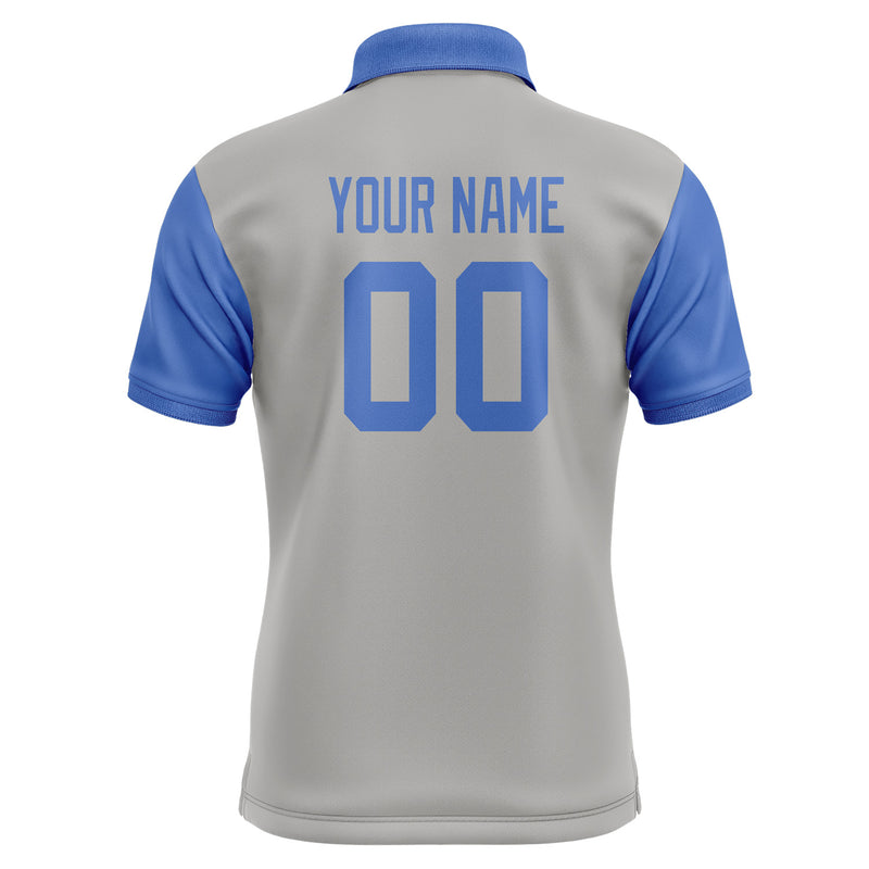 Custom Gray Sky Blue Short-Sleeve Polo Shirt PO040909B109