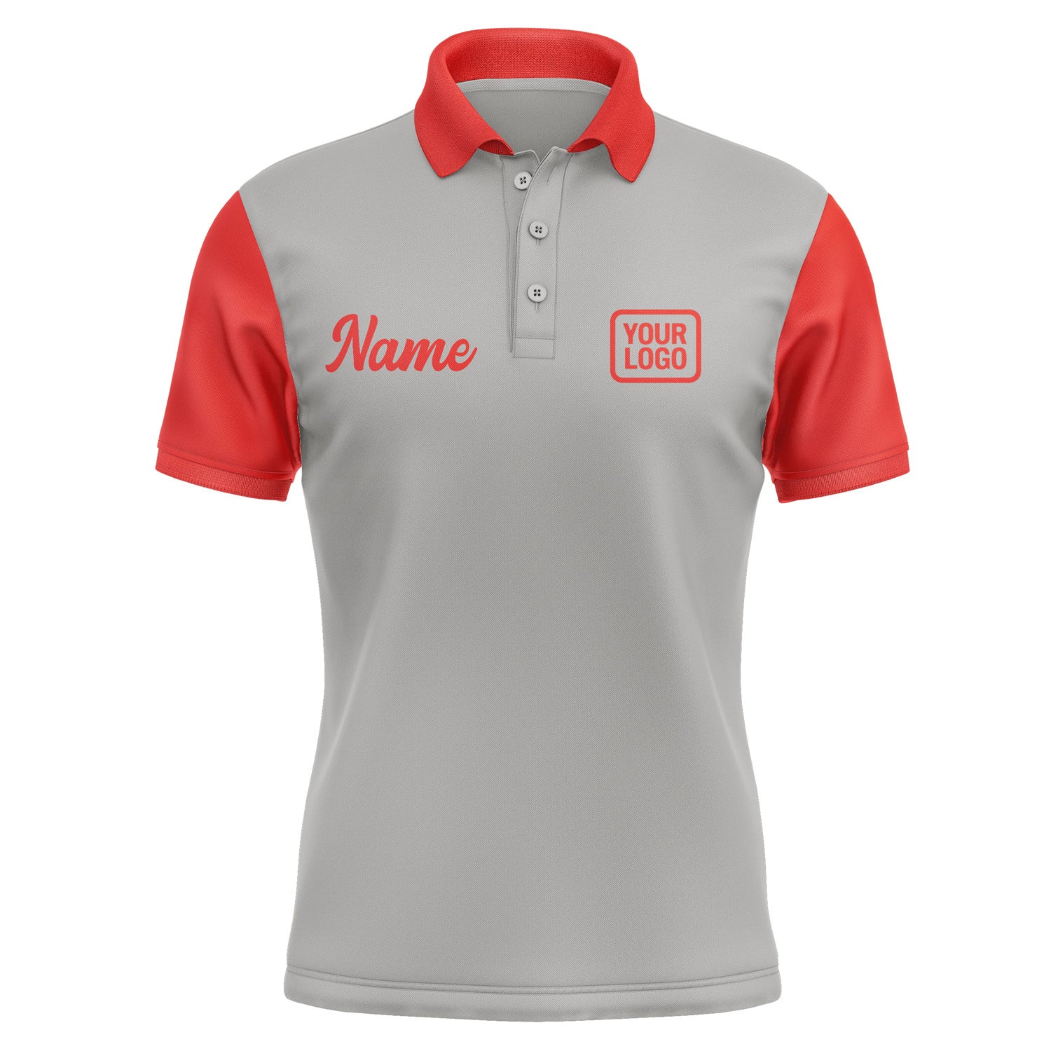 Custom Gray Orange Red Short-Sleeve Polo Shirt PO041212B112