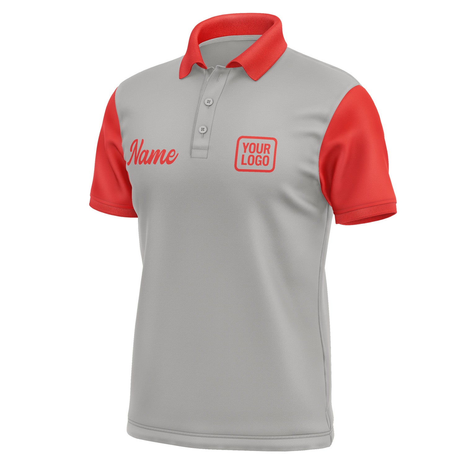 Custom Gray Orange Red Short-Sleeve Polo Shirt PO041212B112