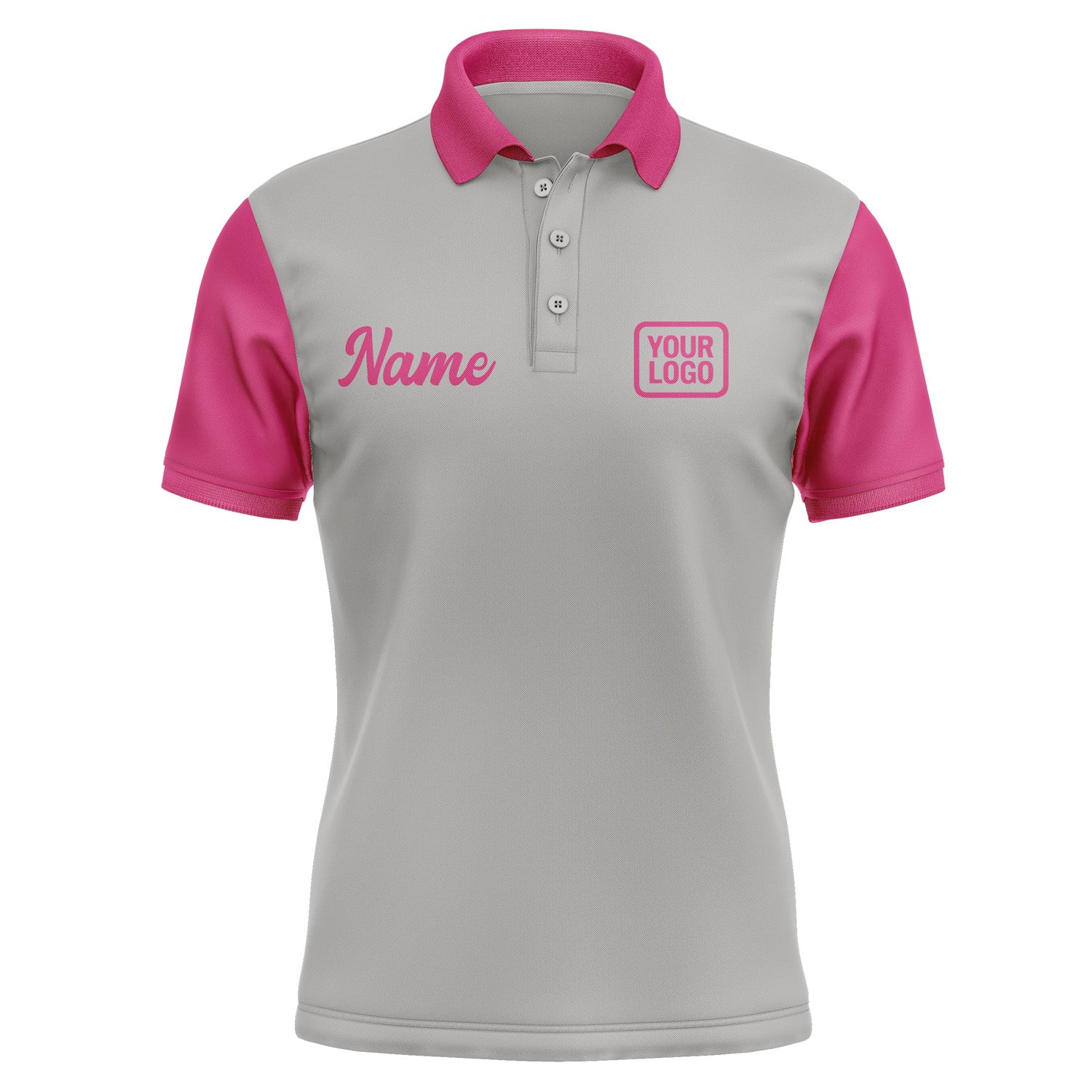 Custom Gray Pink Short-Sleeve Polo Shirt PO041313B113