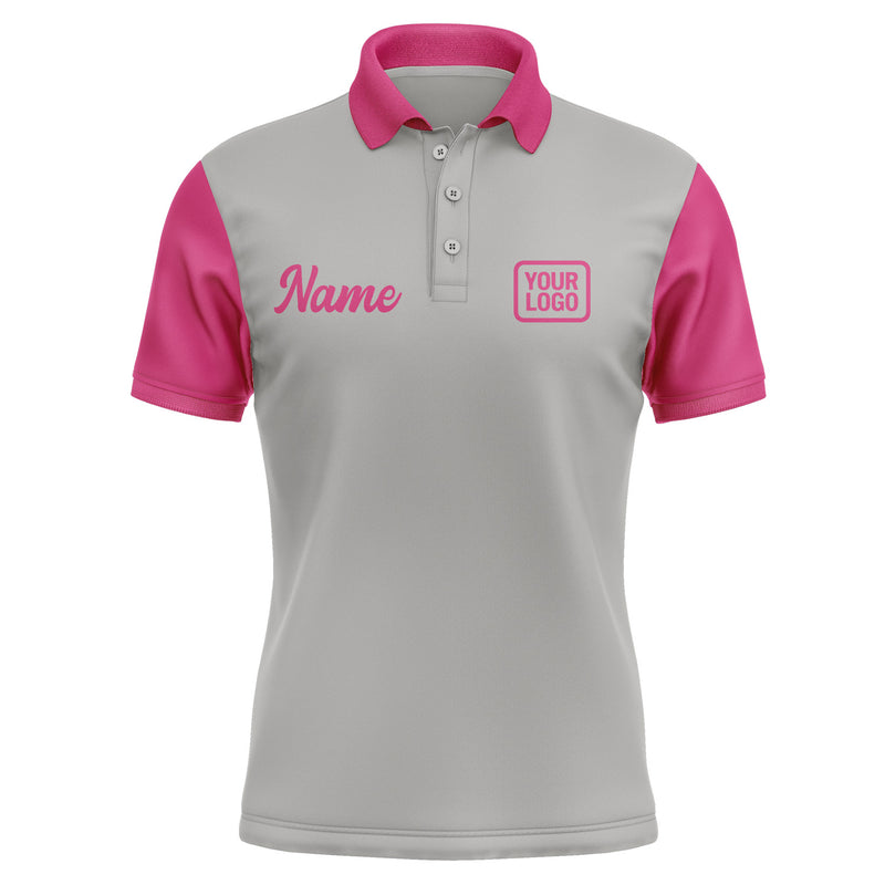Custom Gray Pink Short-Sleeve Polo Shirt PO041313B113