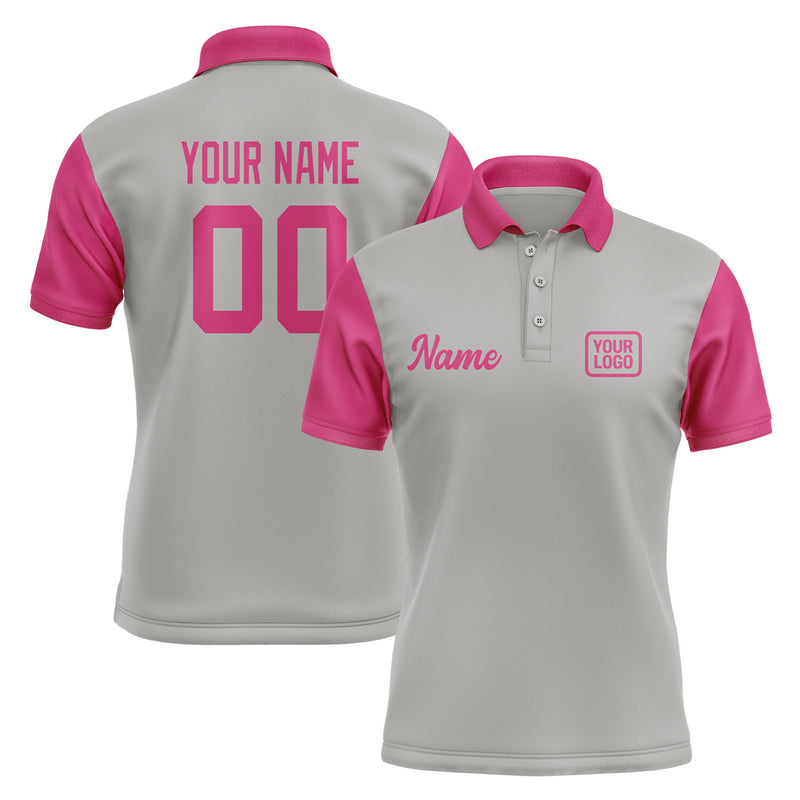 Custom Gray Pink Short-Sleeve Polo Shirt PO041313B113