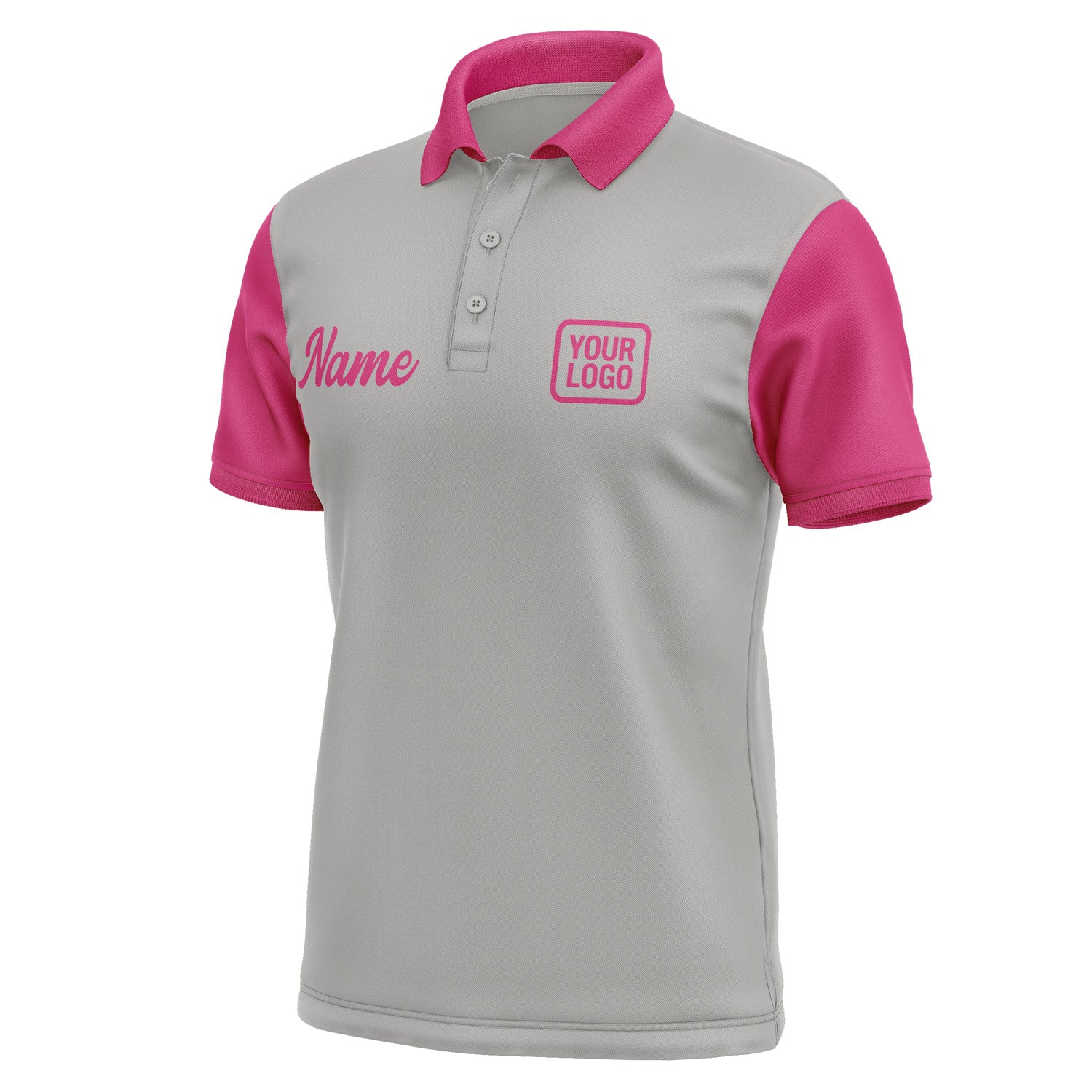 Custom Gray Pink Short-Sleeve Polo Shirt PO041313B113