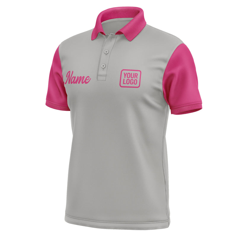 Custom Gray Pink Short-Sleeve Polo Shirt PO041313B113