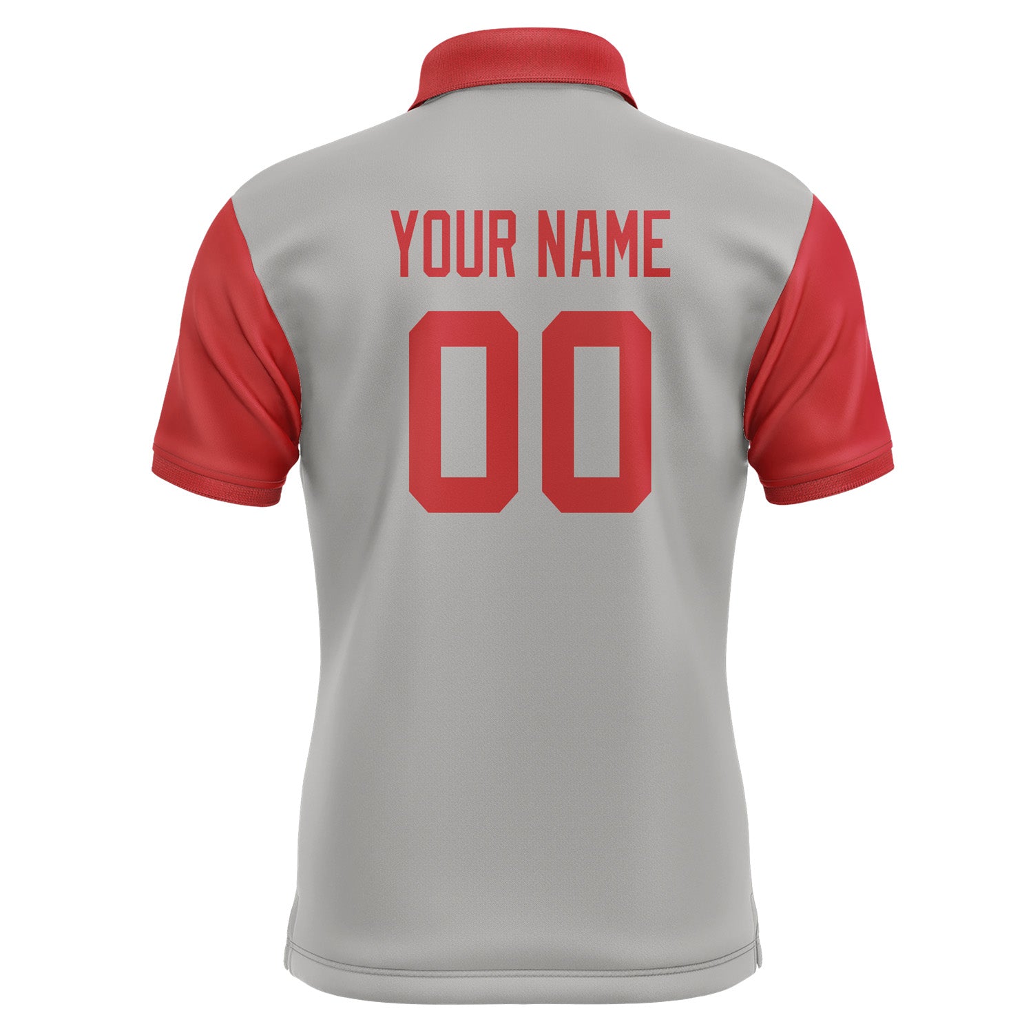 Custom Gray Red Short-Sleeve Polo Shirt PO041414B114