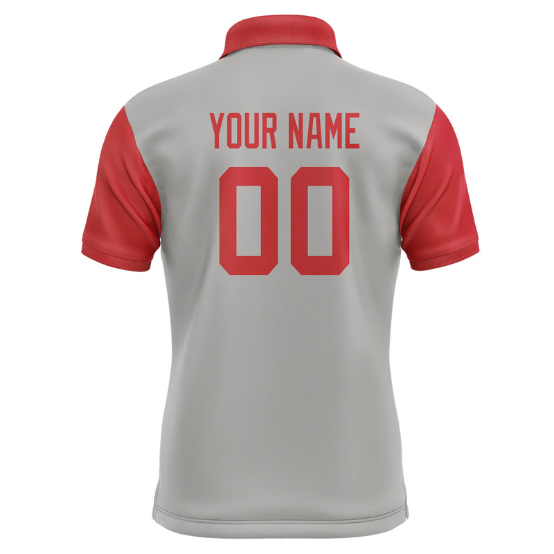 Custom Gray Red Short-Sleeve Polo Shirt PO041414B114