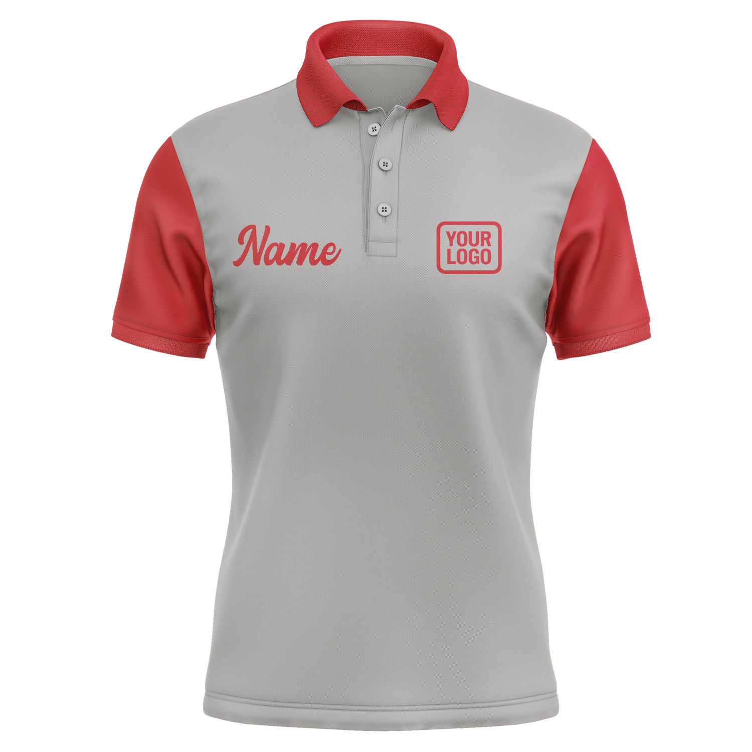 Custom Gray Red Short-Sleeve Polo Shirt PO041414B114