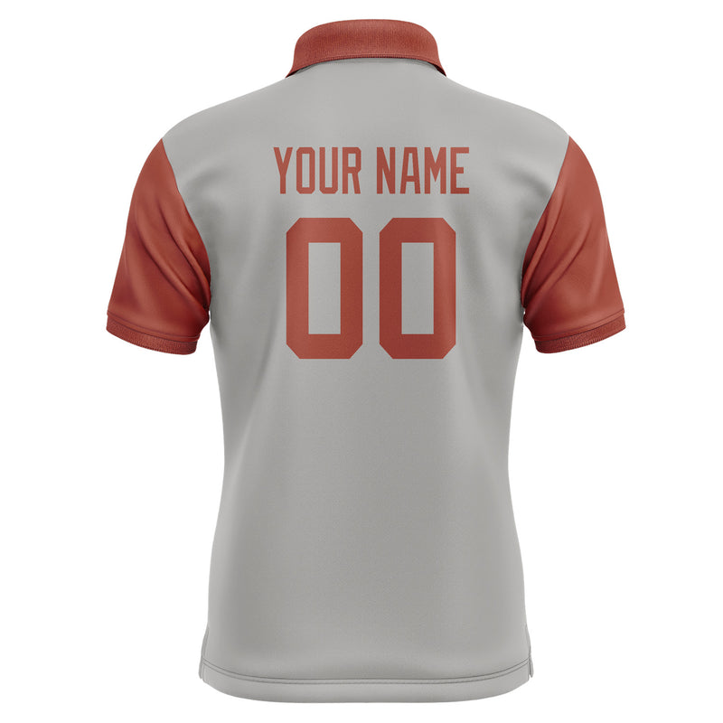 Custom Gray Coral Red Short-Sleeve Polo Shirt PO041616B116