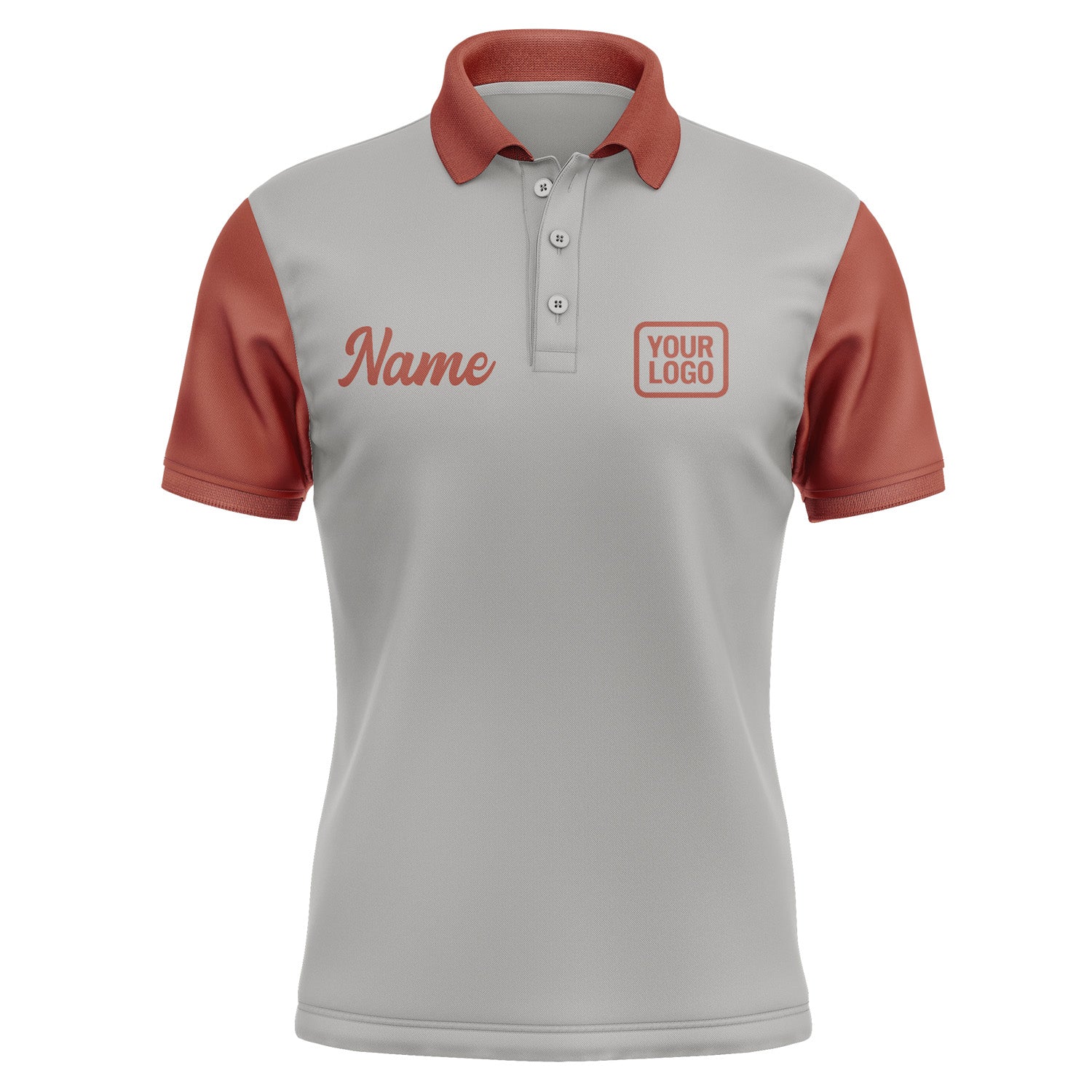 Custom Gray Coral Red Short-Sleeve Polo Shirt PO041616B116