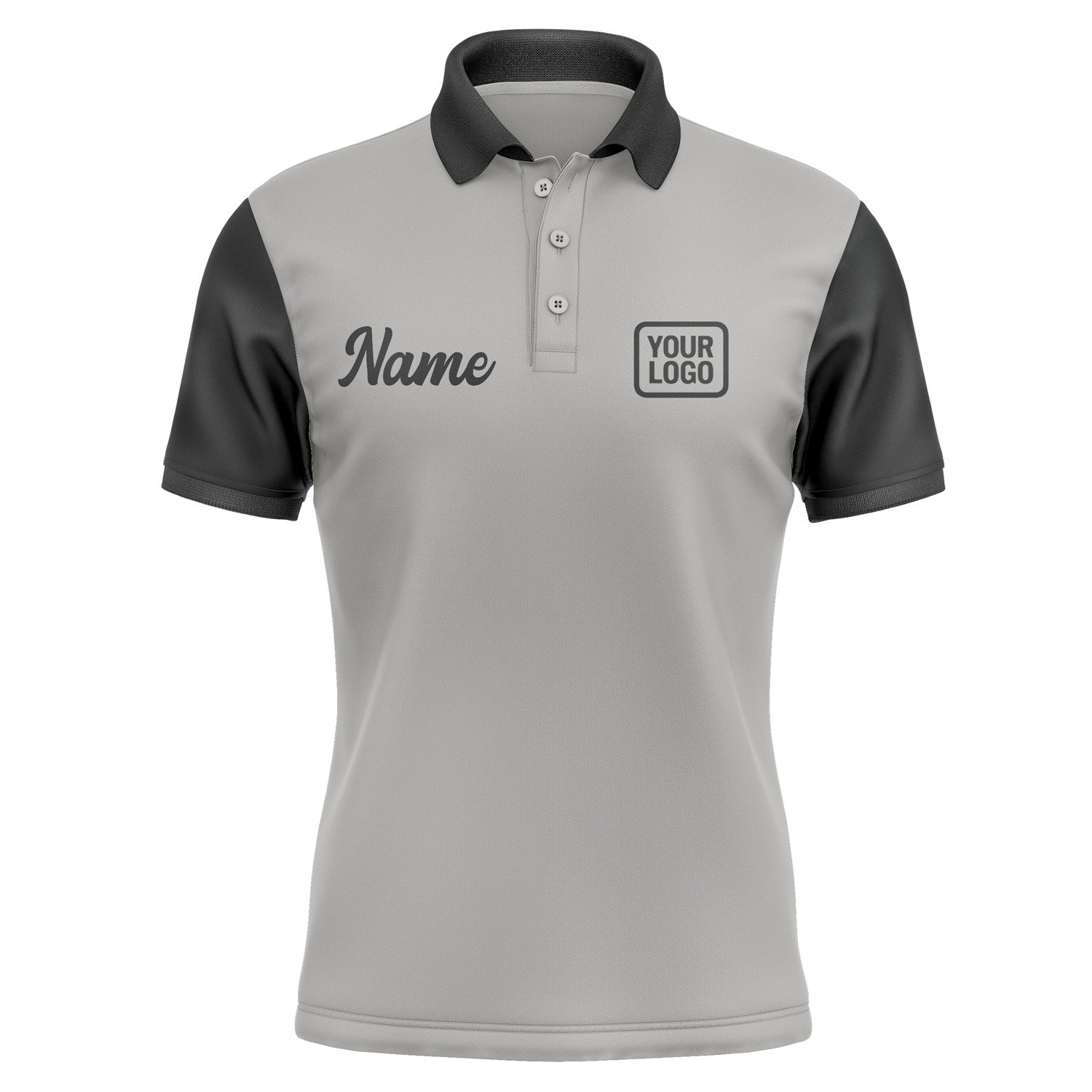 Custom Gray Black Short-Sleeve Polo Shirt PO041717B117