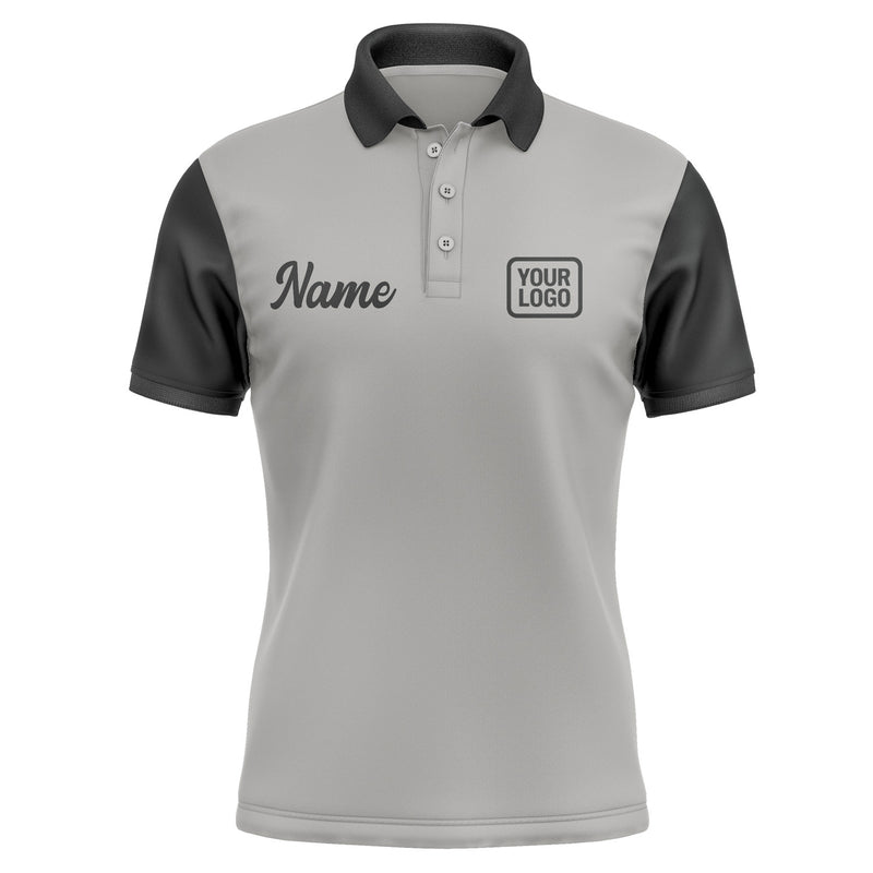 Custom Gray Black Short-Sleeve Polo Shirt PO041717B117