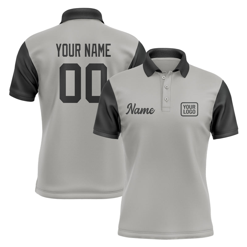 Custom Gray Black Short-Sleeve Polo Shirt PO041717B117