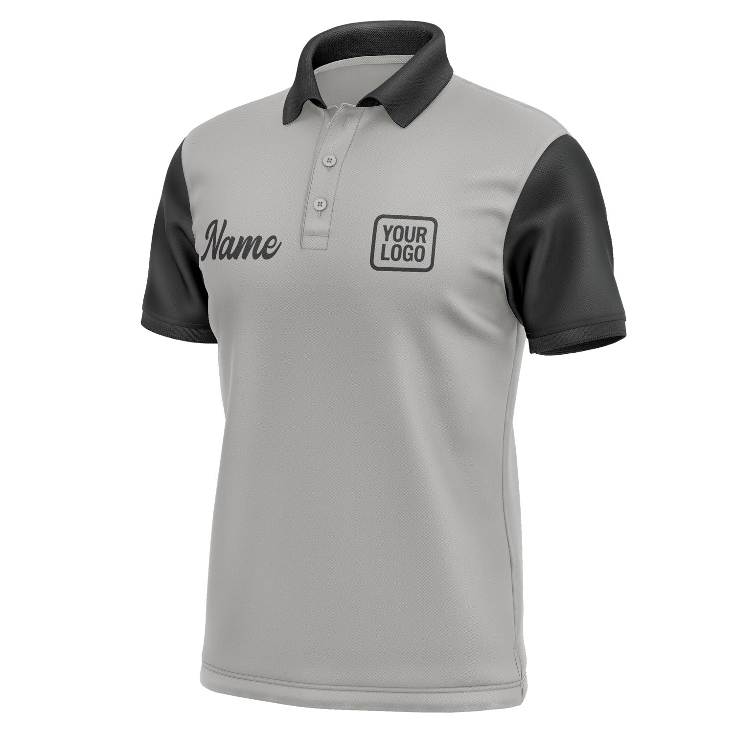 Custom Gray Black Short-Sleeve Polo Shirt PO041717B117