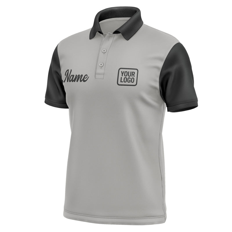 Custom Gray Black Short-Sleeve Polo Shirt PO041717B117