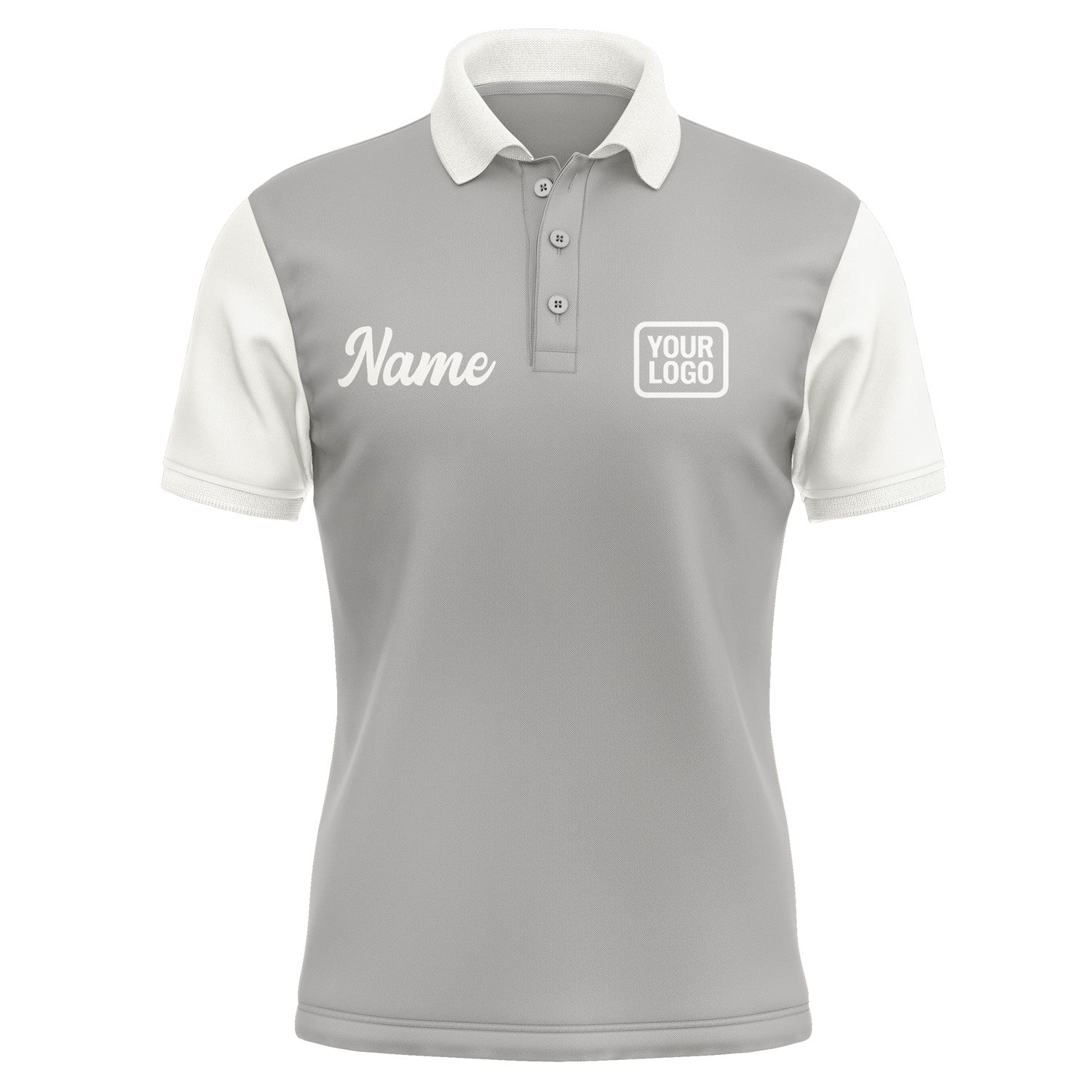 Custom Gray White Short-Sleeve Polo Shirt PO041818B118