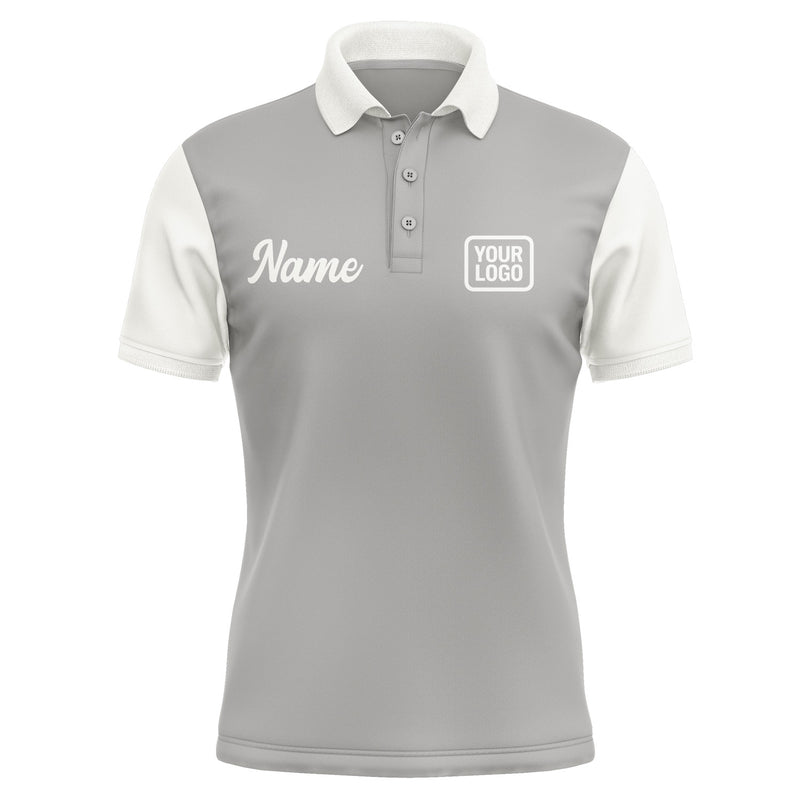 Custom Gray White Short-Sleeve Polo Shirt PO041818B118