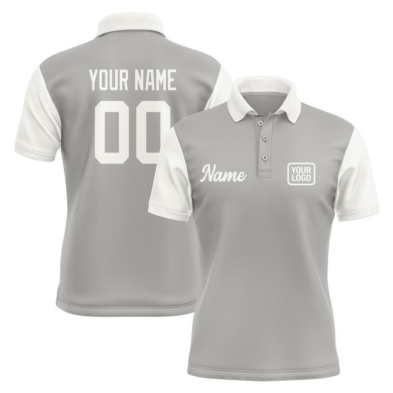 Custom Gray White Short-Sleeve Polo Shirt PO041818B118