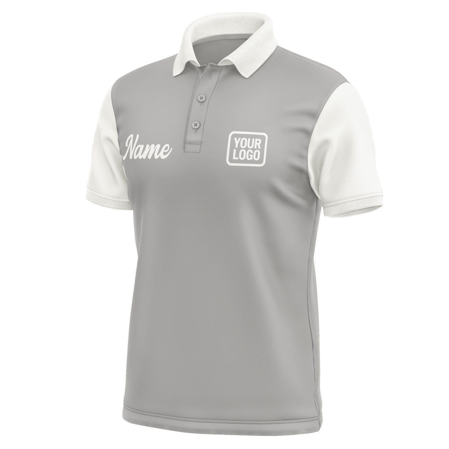 Custom Gray White Short-Sleeve Polo Shirt PO041818B118