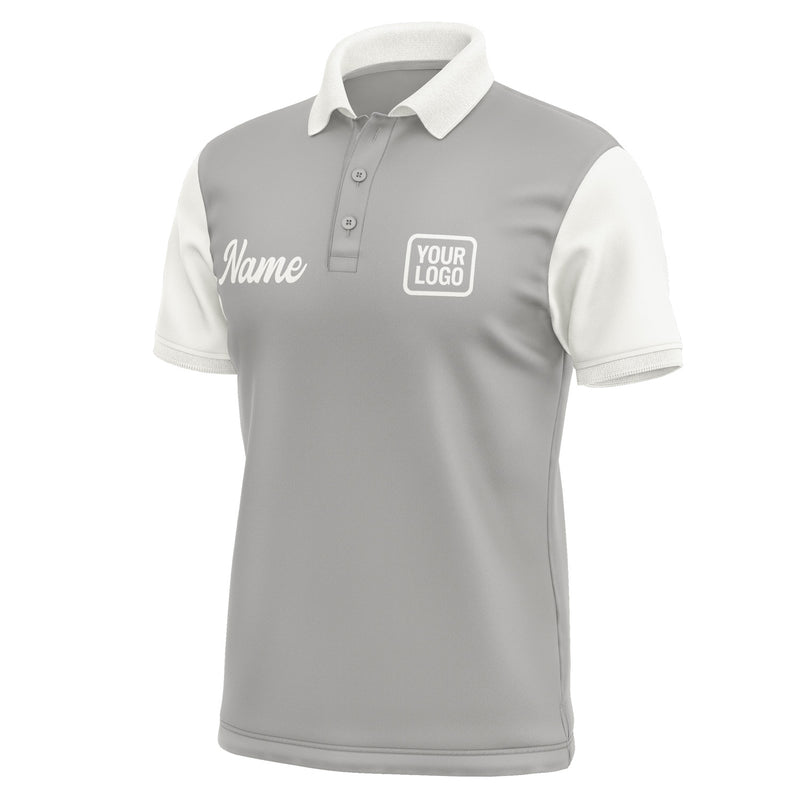 Custom Gray White Short-Sleeve Polo Shirt PO041818B118