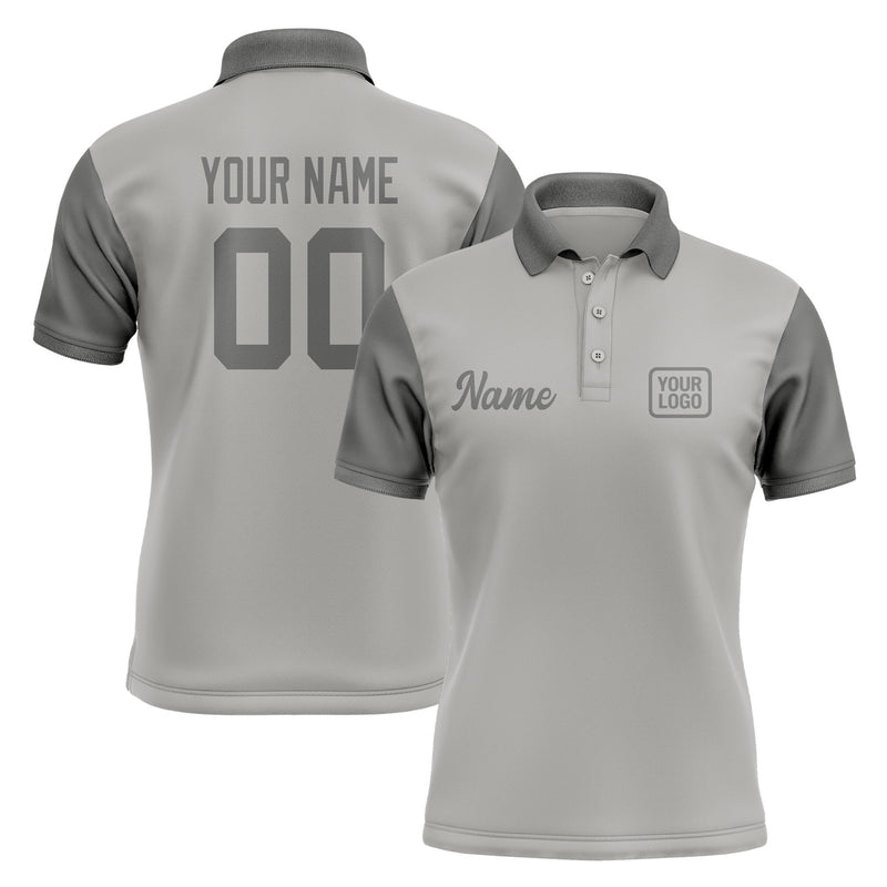 Custom Gray Dark Grey Short-Sleeve Polo Shirt PO042020B120