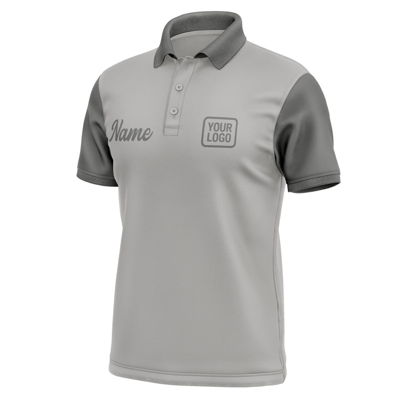 Custom Gray Dark Grey Short-Sleeve Polo Shirt PO042020B120