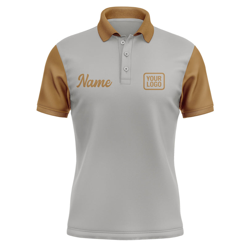 Custom Gray Khaki Short-Sleeve Polo Shirt PO042222B122