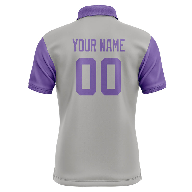 Custom Gray Light Purple Short-Sleeve Polo Shirt PO042323B123