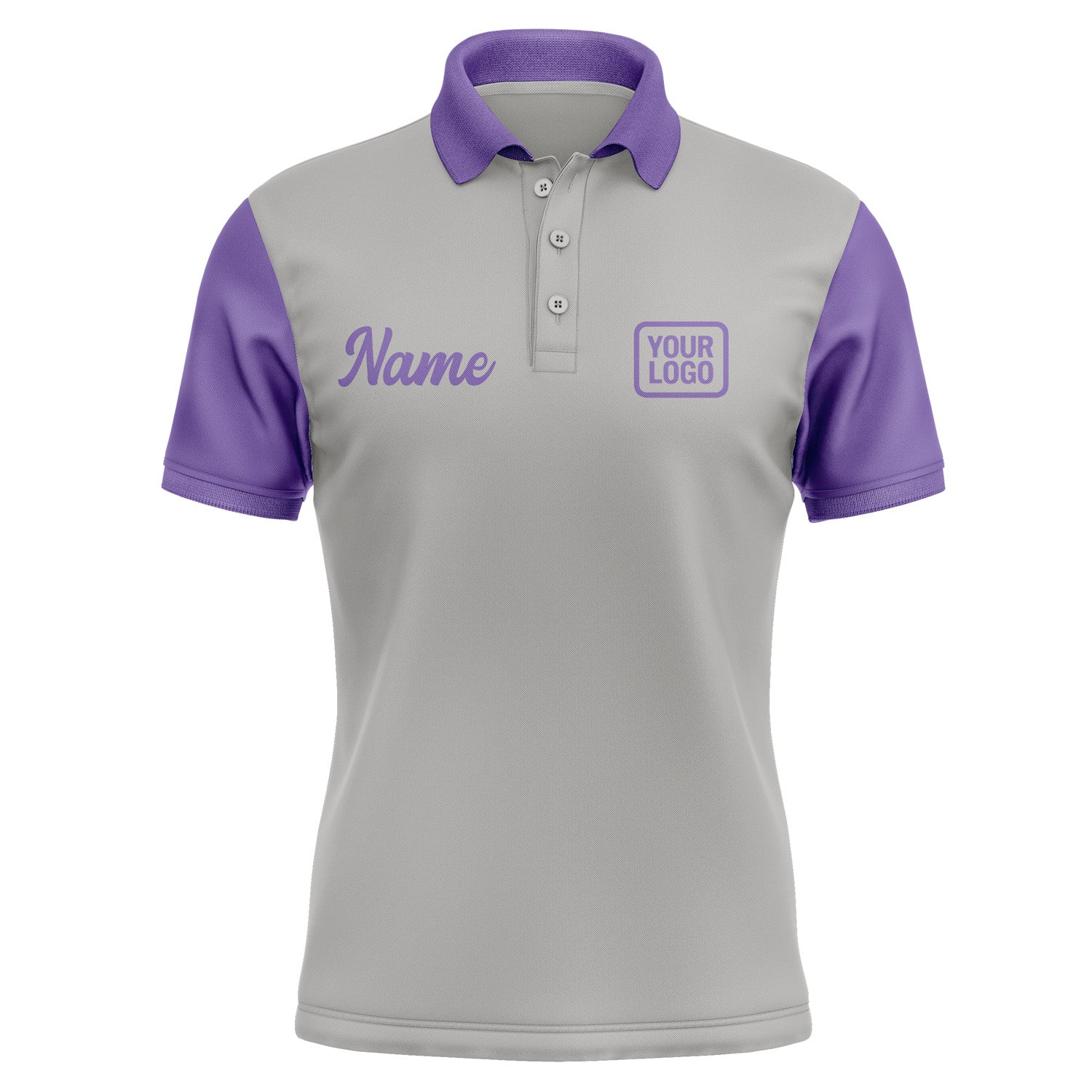 Custom Gray Light Purple Short-Sleeve Polo Shirt PO042323B123