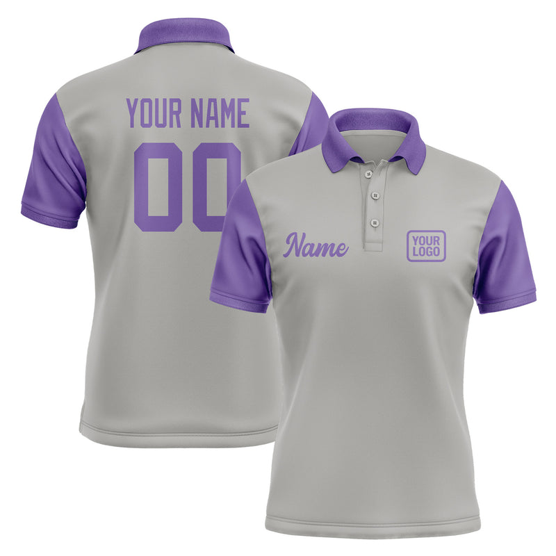 Custom Gray Light Purple Short-Sleeve Polo Shirt PO042323B123