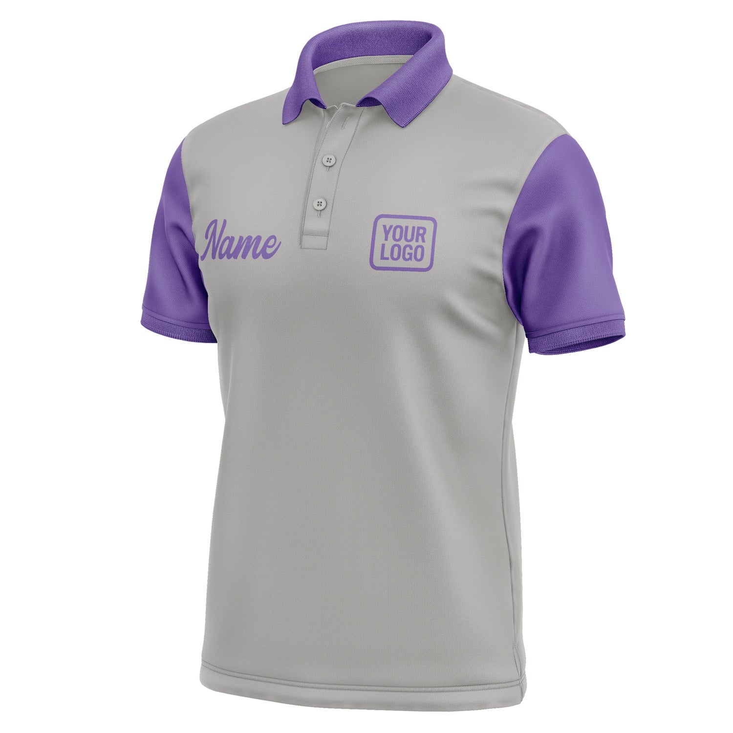 Custom Gray Light Purple Short-Sleeve Polo Shirt PO042323B123