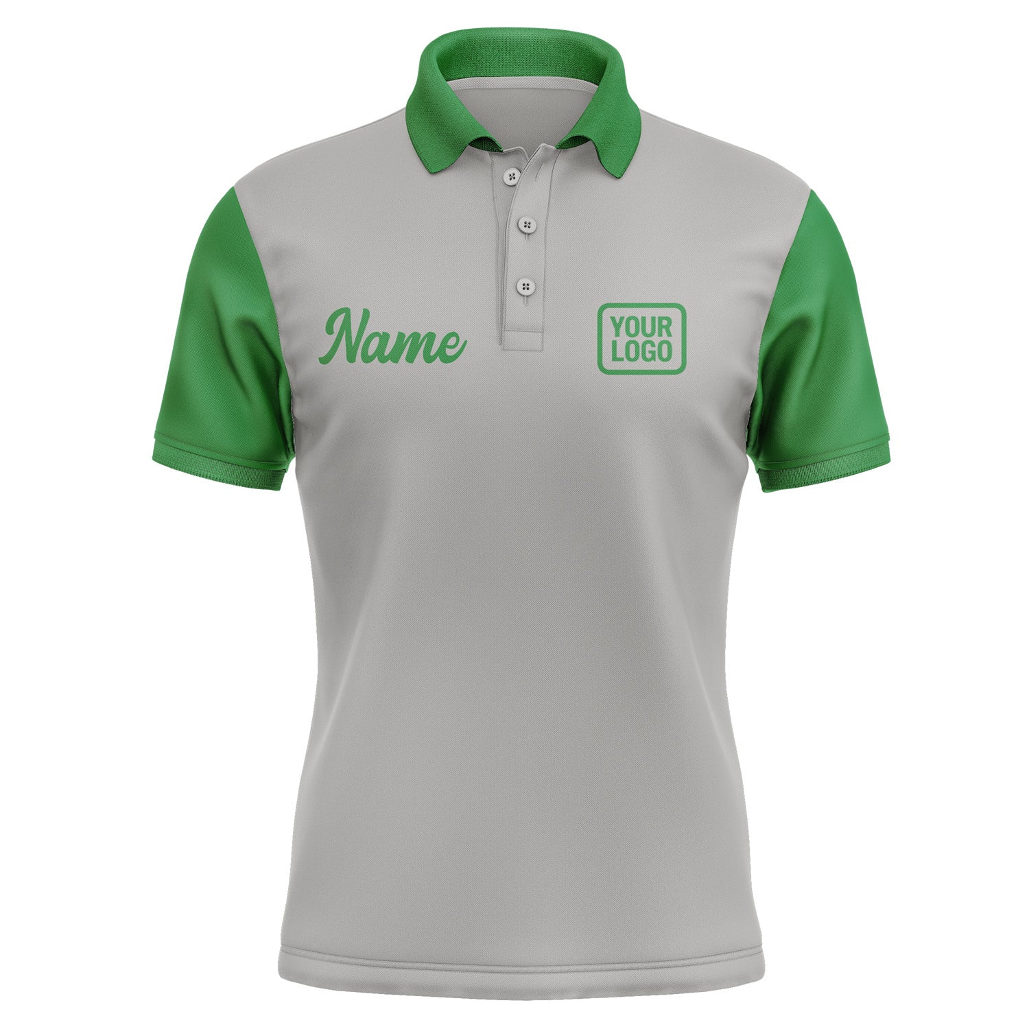 Custom Gray Emerald Green Short-Sleeve Polo Shirt PO042424B124