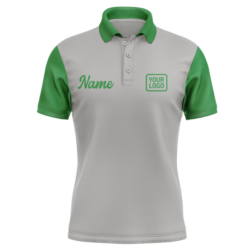Custom Gray Emerald Green Short-Sleeve Polo Shirt PO042424B124