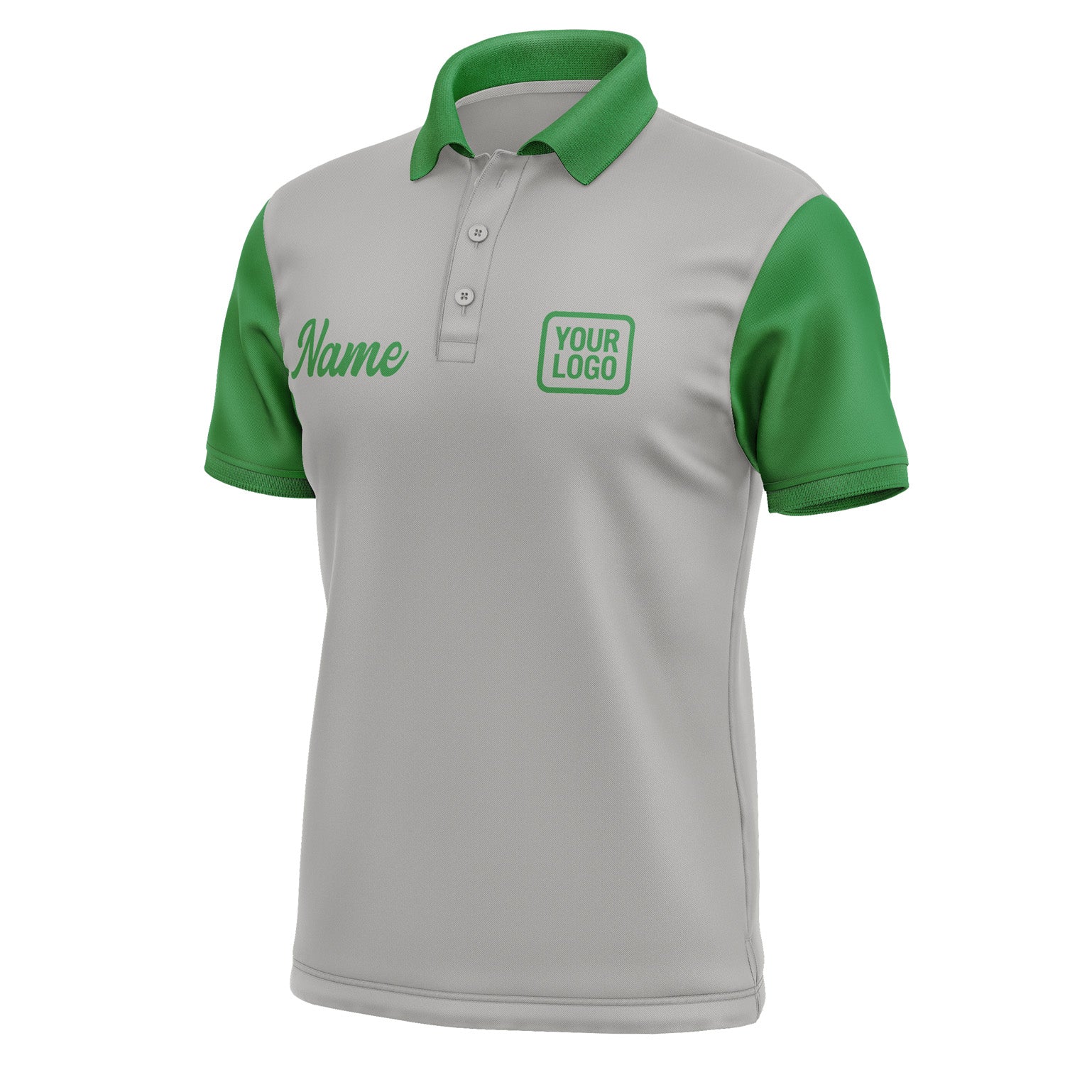Custom Gray Emerald Green Short-Sleeve Polo Shirt PO042424B124