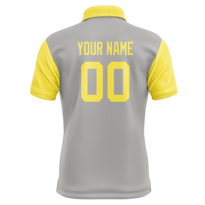 Custom Gray Light Yellow Short-Sleeve Polo Shirt PO042626B126