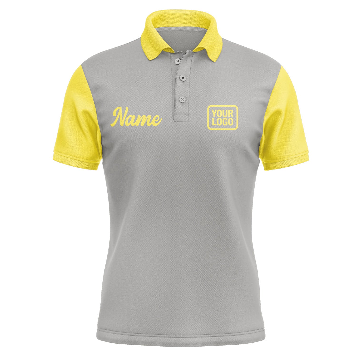 Custom Gray Light Yellow Short-Sleeve Polo Shirt PO042626B126