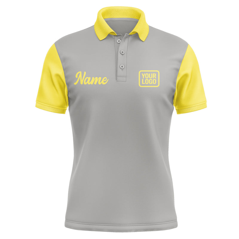 Custom Gray Light Yellow Short-Sleeve Polo Shirt PO042626B126