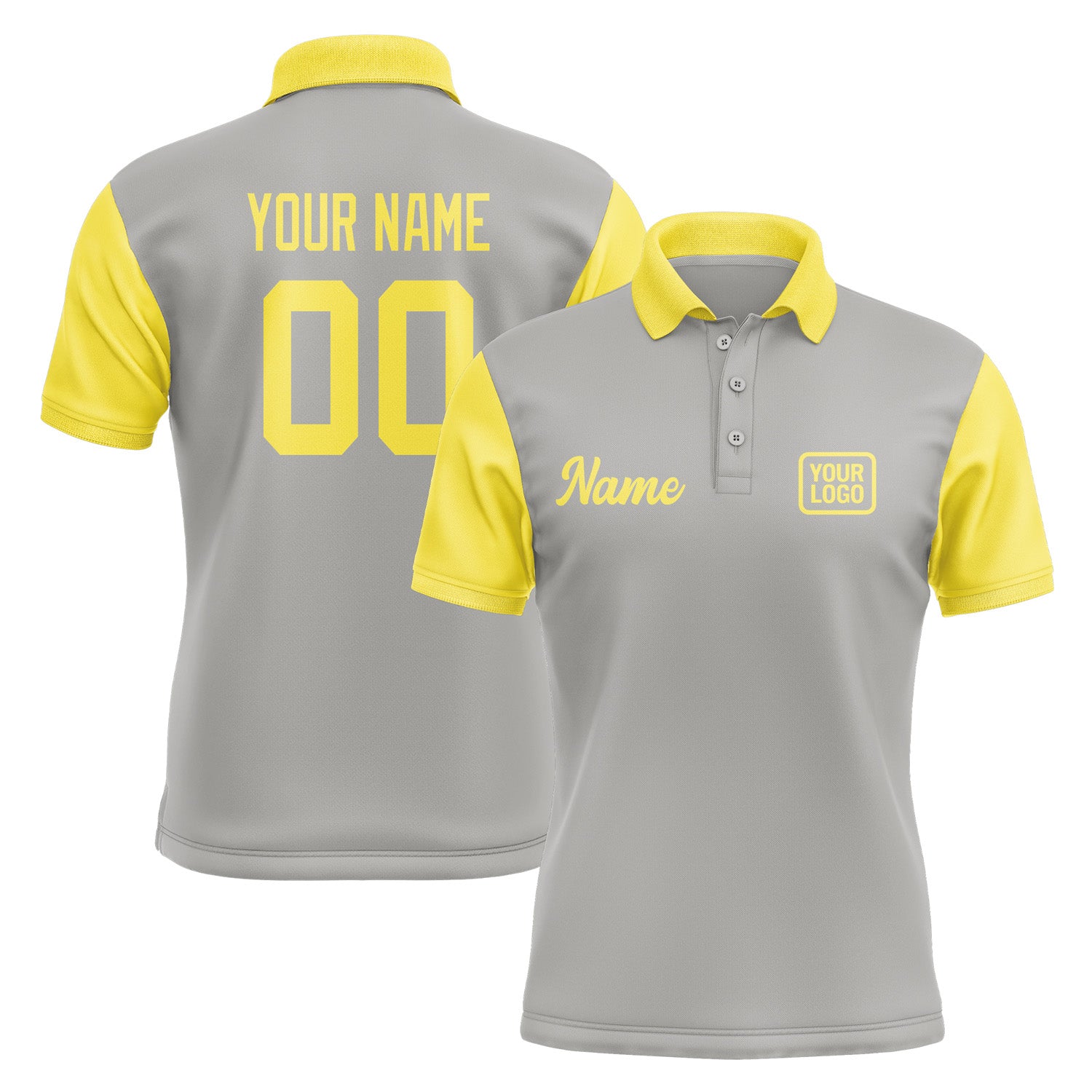 Custom Gray Light Yellow Short-Sleeve Polo Shirt PO042626B126