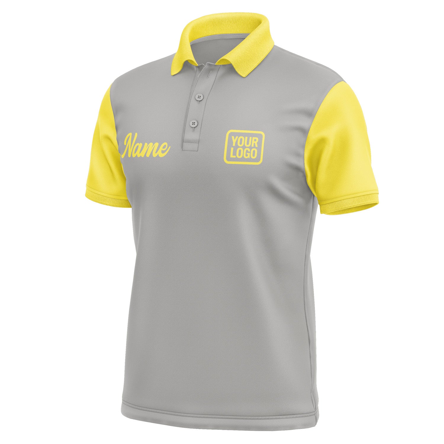 Custom Gray Light Yellow Short-Sleeve Polo Shirt PO042626B126
