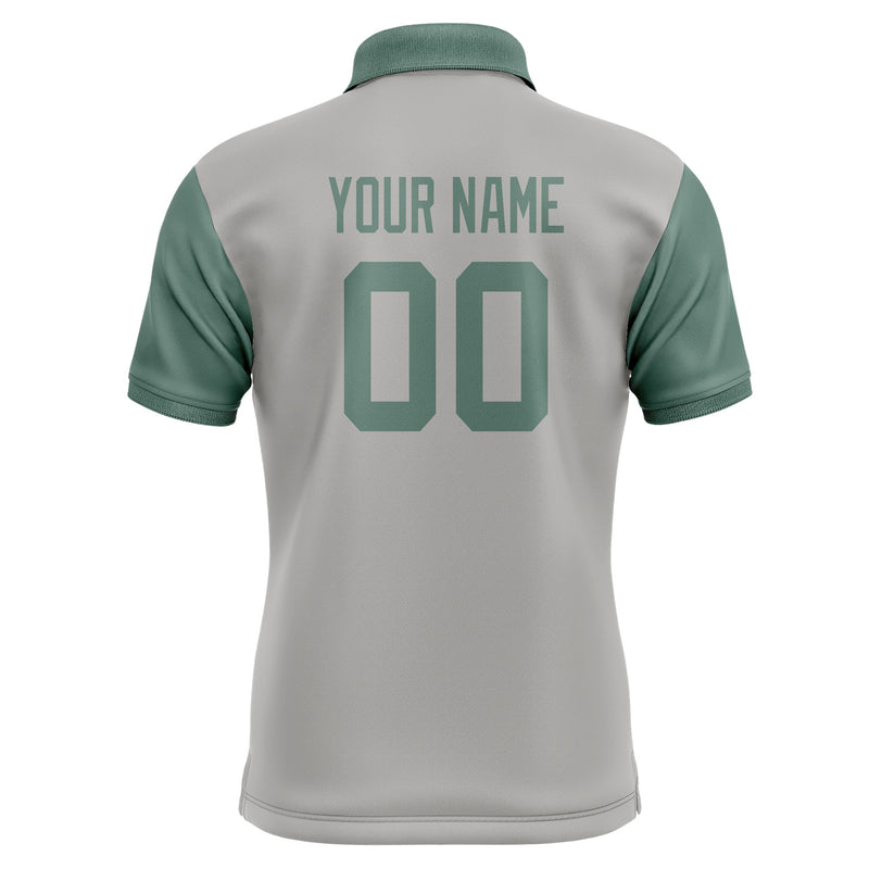 Custom Gray Blue Green Short-Sleeve Polo Shirt PO042727B127