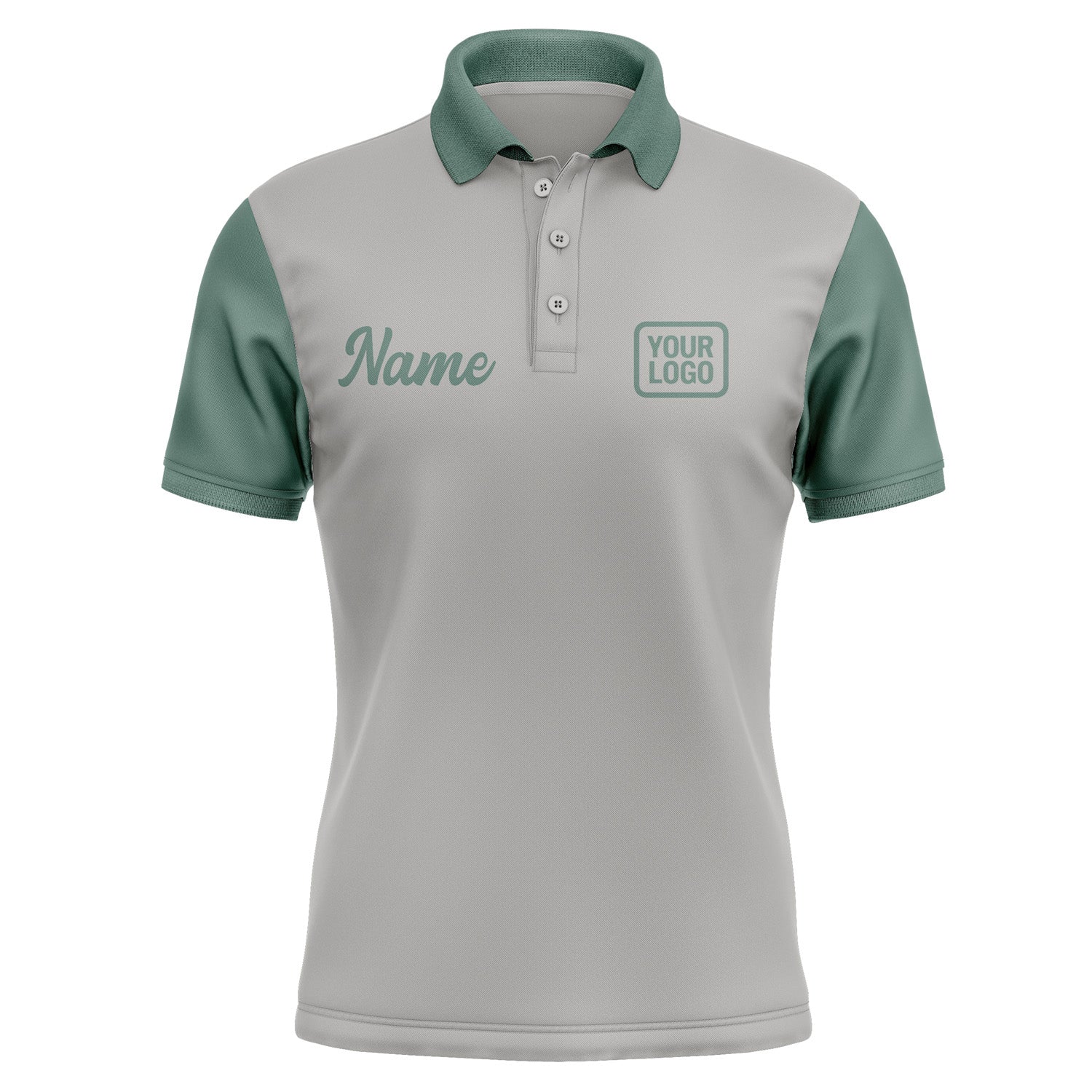 Custom Gray Blue Green Short-Sleeve Polo Shirt PO042727B127