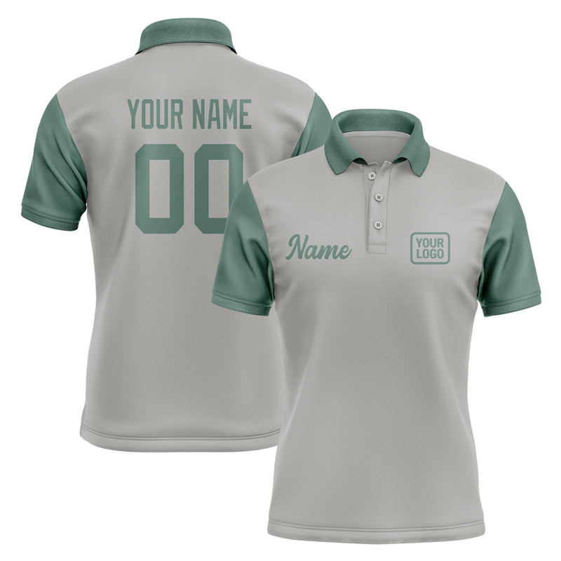 Custom Gray Blue Green Short-Sleeve Polo Shirt PO042727B127
