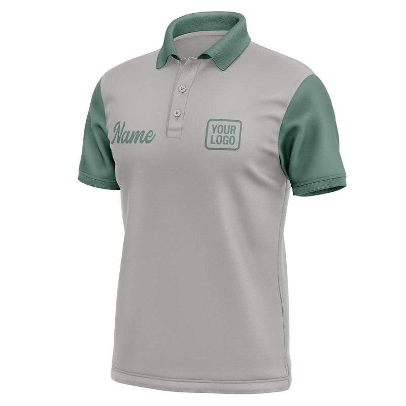 Custom Gray Blue Green Short-Sleeve Polo Shirt PO042727B127