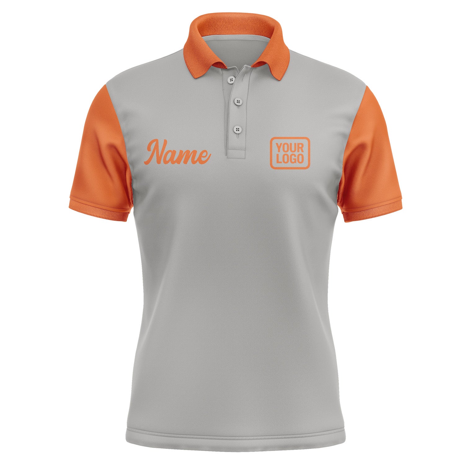 Custom Gray Orange Short-Sleeve Polo Shirt PO042828B128